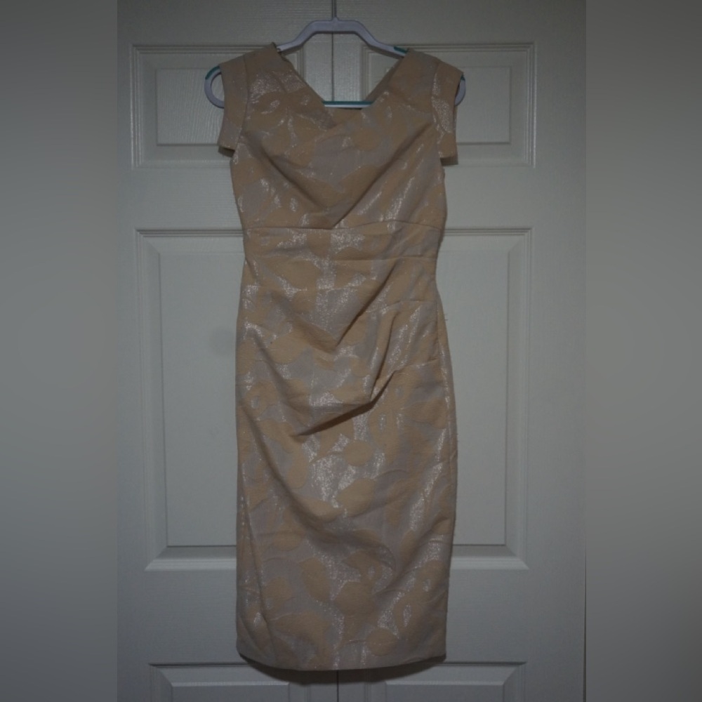Adrianna Papell Beige Textured Midi Dress